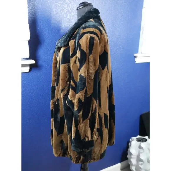 Private Label Black and Brown Sheared Beaver Stroller Coat